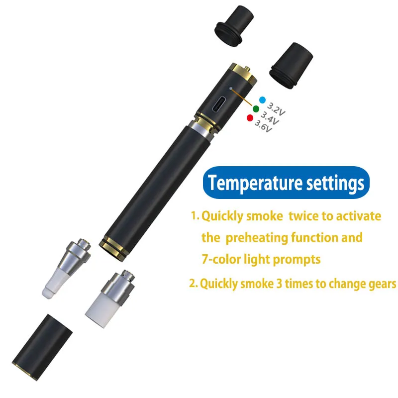 Voozr-P1 Portable Ceramic Heating Pen,3-Temp Settings,Dual Coils (Quartz & Ceramic), Recharg,Used with Hookah.Rival Puffco Plus