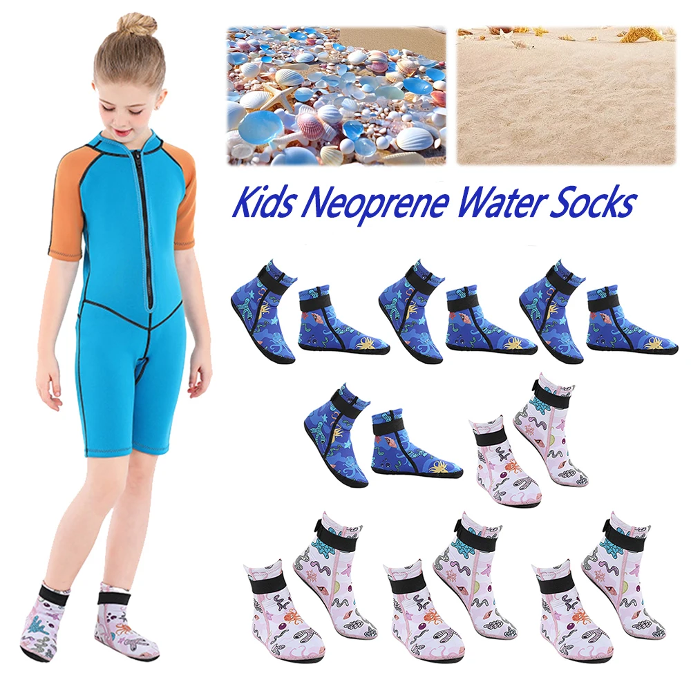 

Kids Neoprene Water Socks Wetsuit Socks Anti-slip Toddlers Diving Socks Adjustable Snorkeling Boots Keep Warm for Water Sports