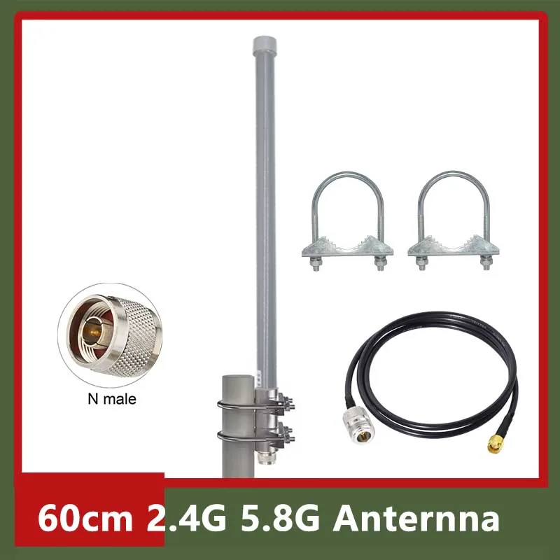 60cm Base Statio FRP  2.4G 5.8G Helium Hotspot Miner Omn Antenna Outdoor IP67 Waterproof WiFi Fiberglass Aerial Signal Boost