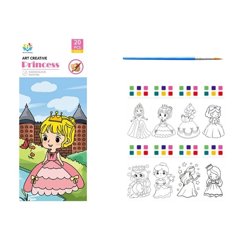 W89C Pocket Watercolor Painting Book Kits for Toddlers Children Water Color Paint Set