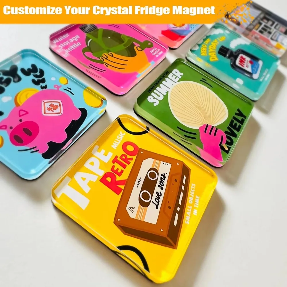 10pcs Self-made Acrylic Fridge Magnets DIY Kit Square Round Hand Making Mini Picture Frames Magnetic Fridgerator Stickers Decor