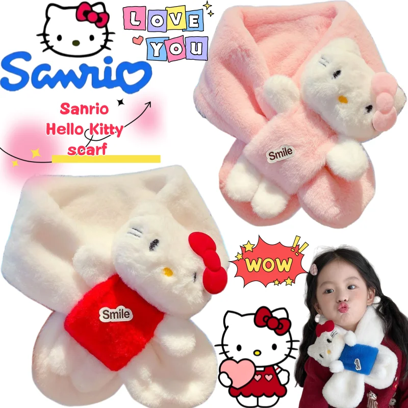 

New Sanrio Hello Kitty Scarf Creative High-value Cartoon Anime Doll Double-layer Thickened Warm All-match Sweet Cute Neck Scarf
