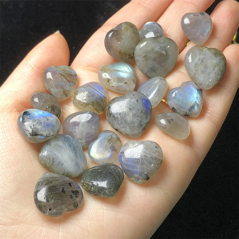 

10PCS Natural Labradorite Heart Carving Gemstones Minerals Wicca Reiki Healing Ornaments Home Decoration