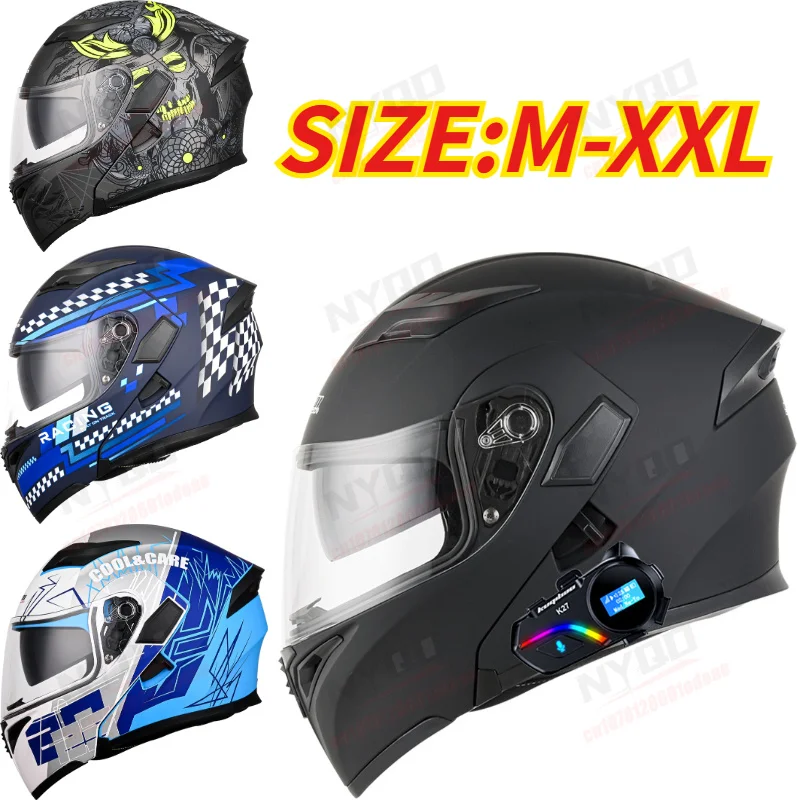 

Kuqibao Anti Fog Dual Lens Modular Flip Up Bluetooth Motorcycle Helmet, Long Battery Life with Display Screen