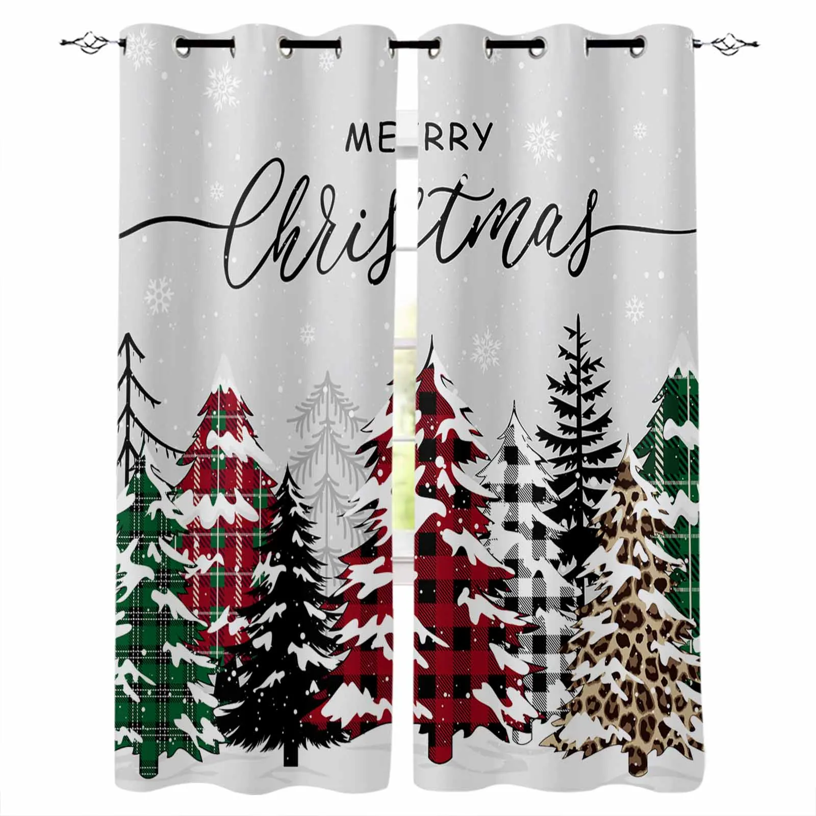 Christmas And Winter Trees Curtains For Living Room Kids Bedroom Window Curtain Hall Drape Long Cortinas