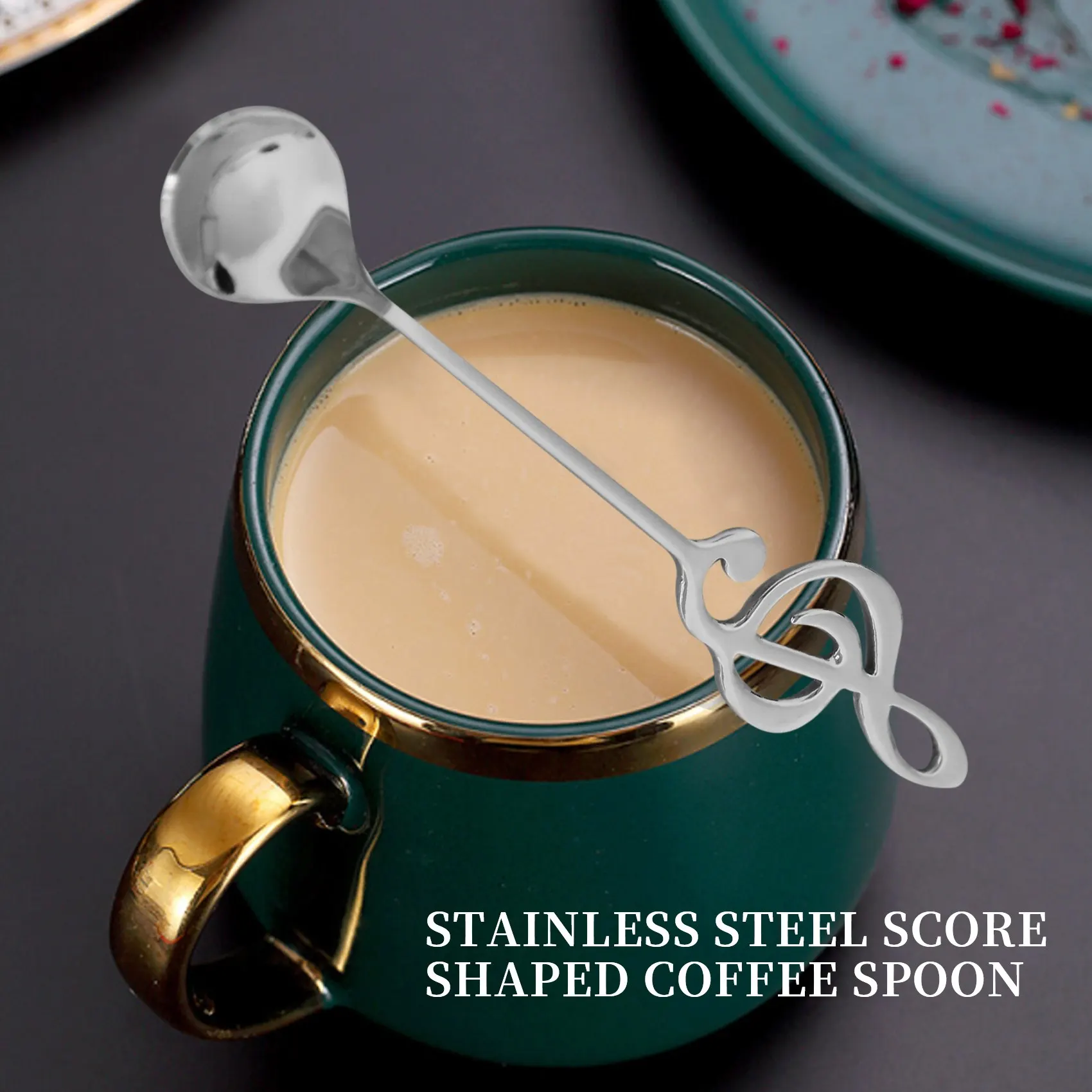 6 Pack Cute Teaspoons Stainless Steel Musical Notation Shaped Coffee Spoons Dessert Cake Ice Cream Sugar Spoon