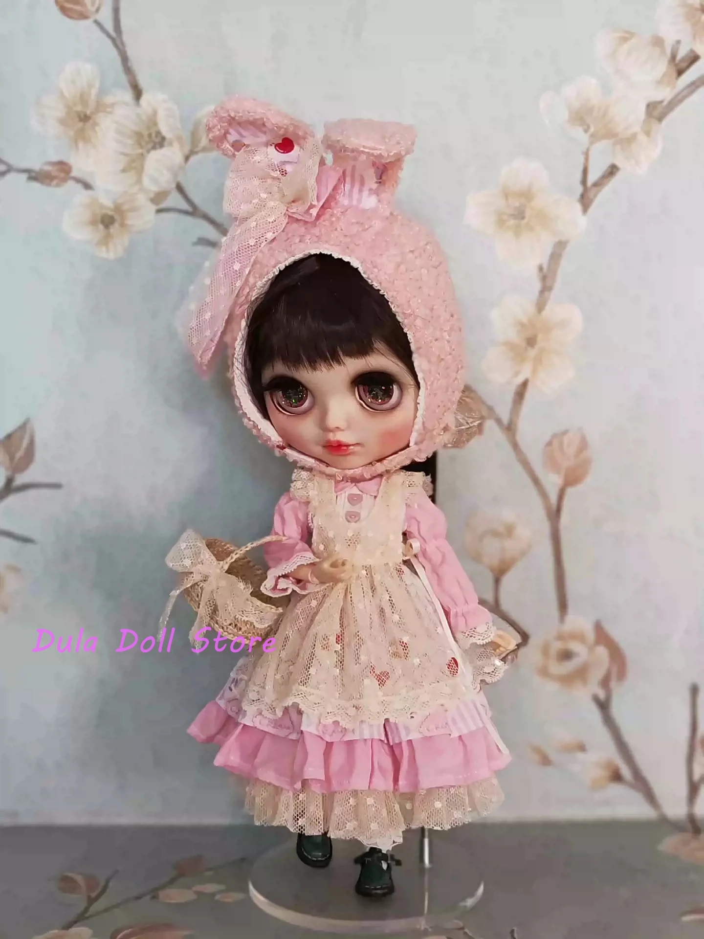 두라 인형 옷 드레스 핑크 토끼 피크닉 세트 블라이스 ob24 ob22 아존 리카 ICY 제리B 1/6 BJD 인형 액세서리