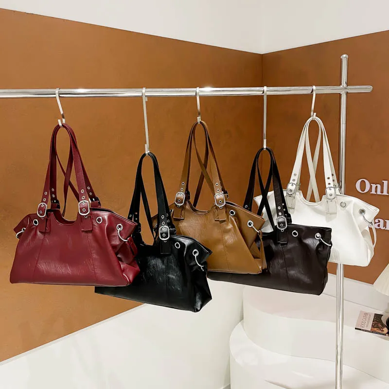 

2025 Korean Style Large Capacity Tote Bag for Women, Genuine Leather Multi-way Shoulder Crossbody Purse, Vintage Chic Work Bag