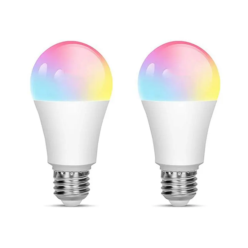 A29F-2Pcs Tuya Smart E27 Smart Bulb,Dimmable WIFI Bulb,Alexa Controlled RGBCW Energy Saving,Dimming And Color Adjustment 18W