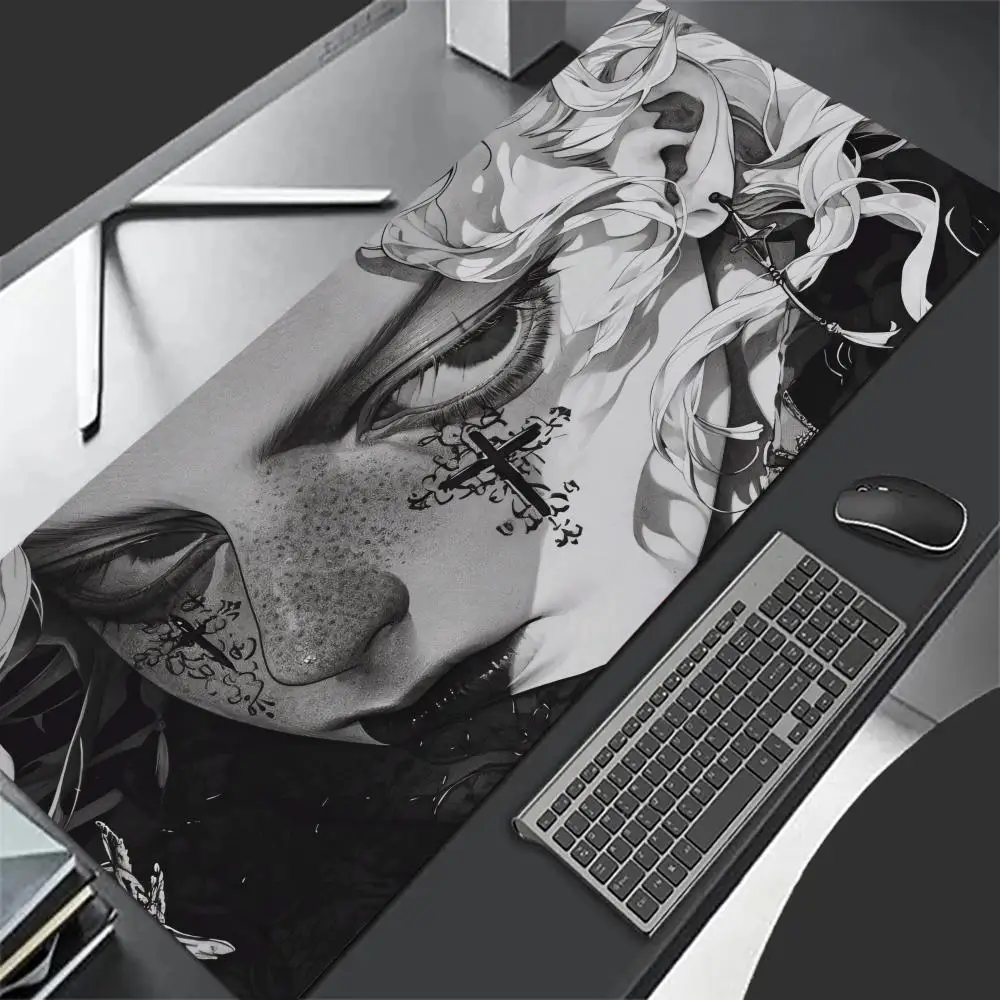 

Cool Girl Creative Mouse Pad Large Computer Office Game Table Mat XXL Rubber Non-slip Stitched Edge Keyboard Mats Long Desk Pads