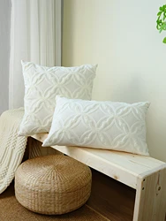 1pc, Geometric Towel Embroidery Cushion Throw Pillow Cover - Soft and Durable Canvas Cover for Home Decor