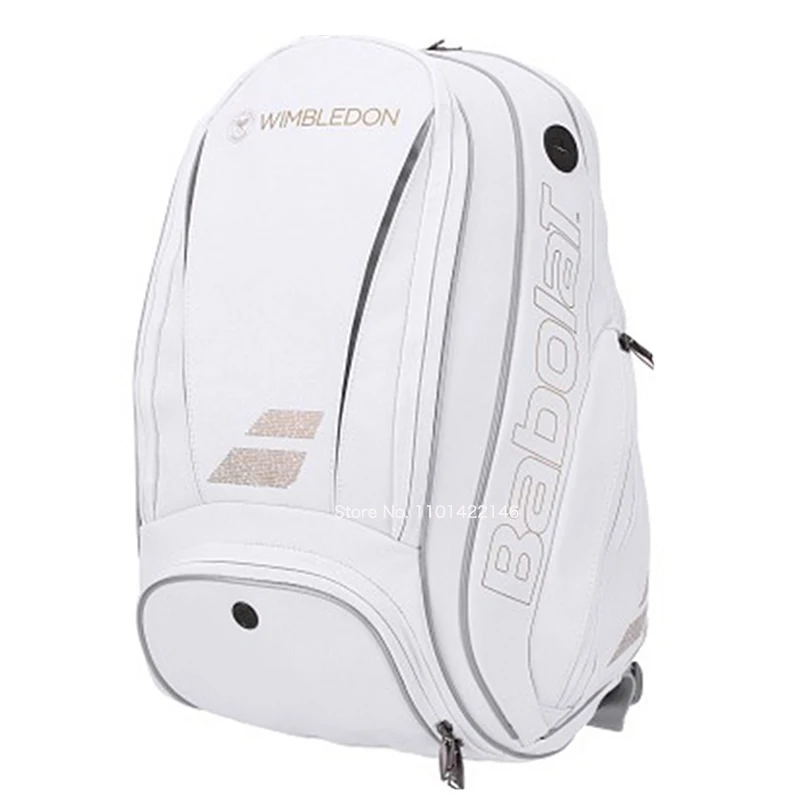 Original Babolat Wimbledon Bag White Tennis Backpack For Women Men With Independent Shoe Bag Holds Up To 2 Rackets