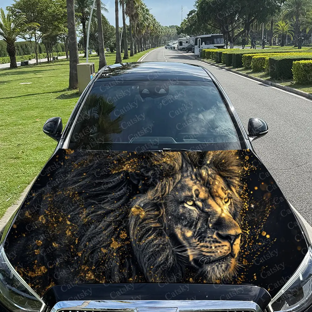 

Mysterious Golden Lion Car Hood Stickers - Self-Adhesive, Waterproof and Durable Vinyl Wrap, Decorate And Protect Your Car - The