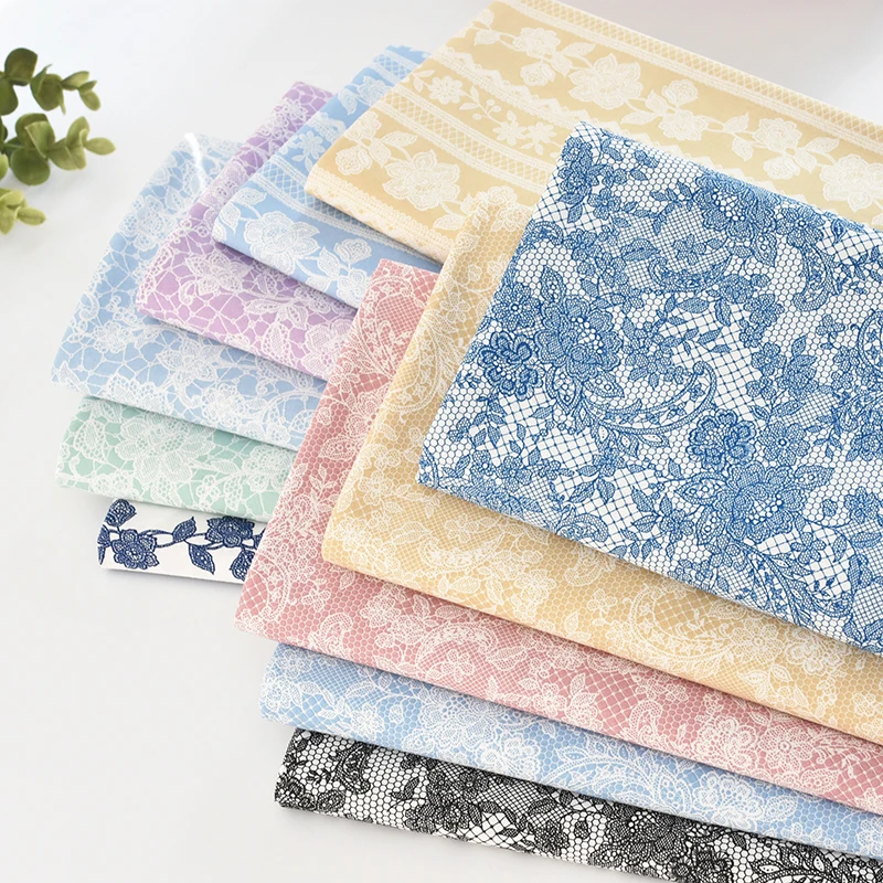 

Pure Cotton Printed Fabric Lace Flower Net Handmade High End Children's Clothing DIY Fabric Small Dough Brand Overseas Origin