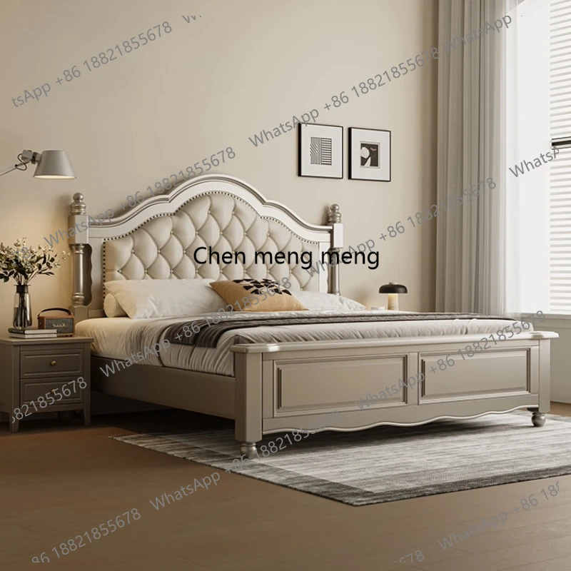 

Home American leather Double bed 2 people 150x200 180x200 200x220 cm bedroom beds frames queen size bed frame furniture