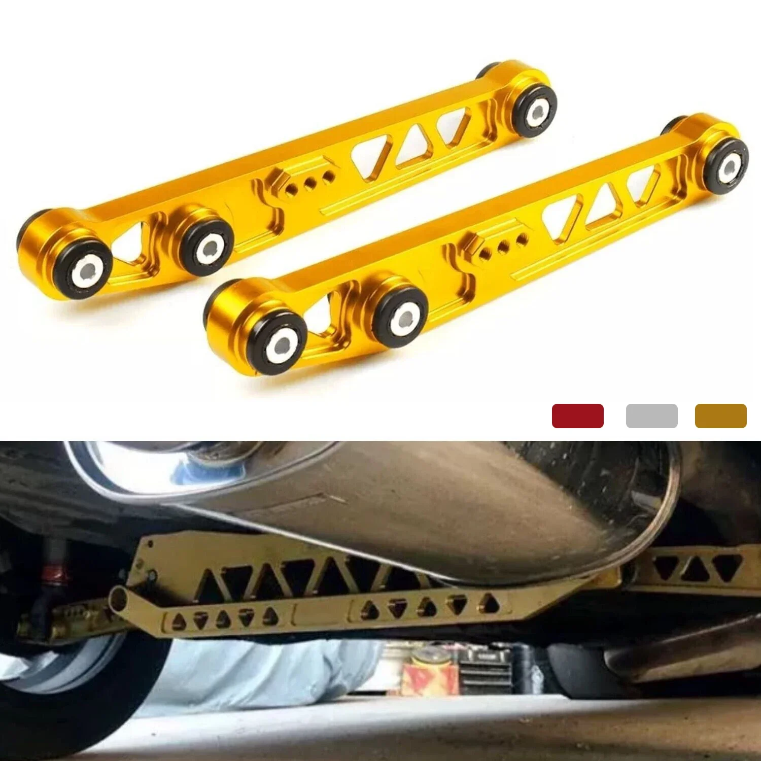 

1 Pair Aluminum Rear Lower Control Arms W/ Bushing for Honda Civic EG 1988-1995 Del Sol 1993-1997 Gold Silver Red