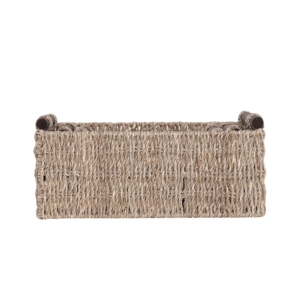 

Woven Rectangular Storage Basket Natural Handwoven Sundries Organizer Cosmetics Holder Desktop Decorative Basket for Home