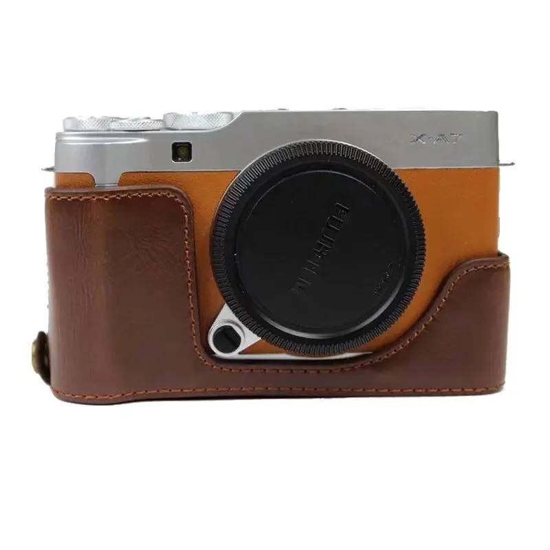 Funda de cuero PU para cámara de medio cuerpo para Fujifilm X-A7 XA7 XA5 XA10 XA20 carcasa protectora inferior