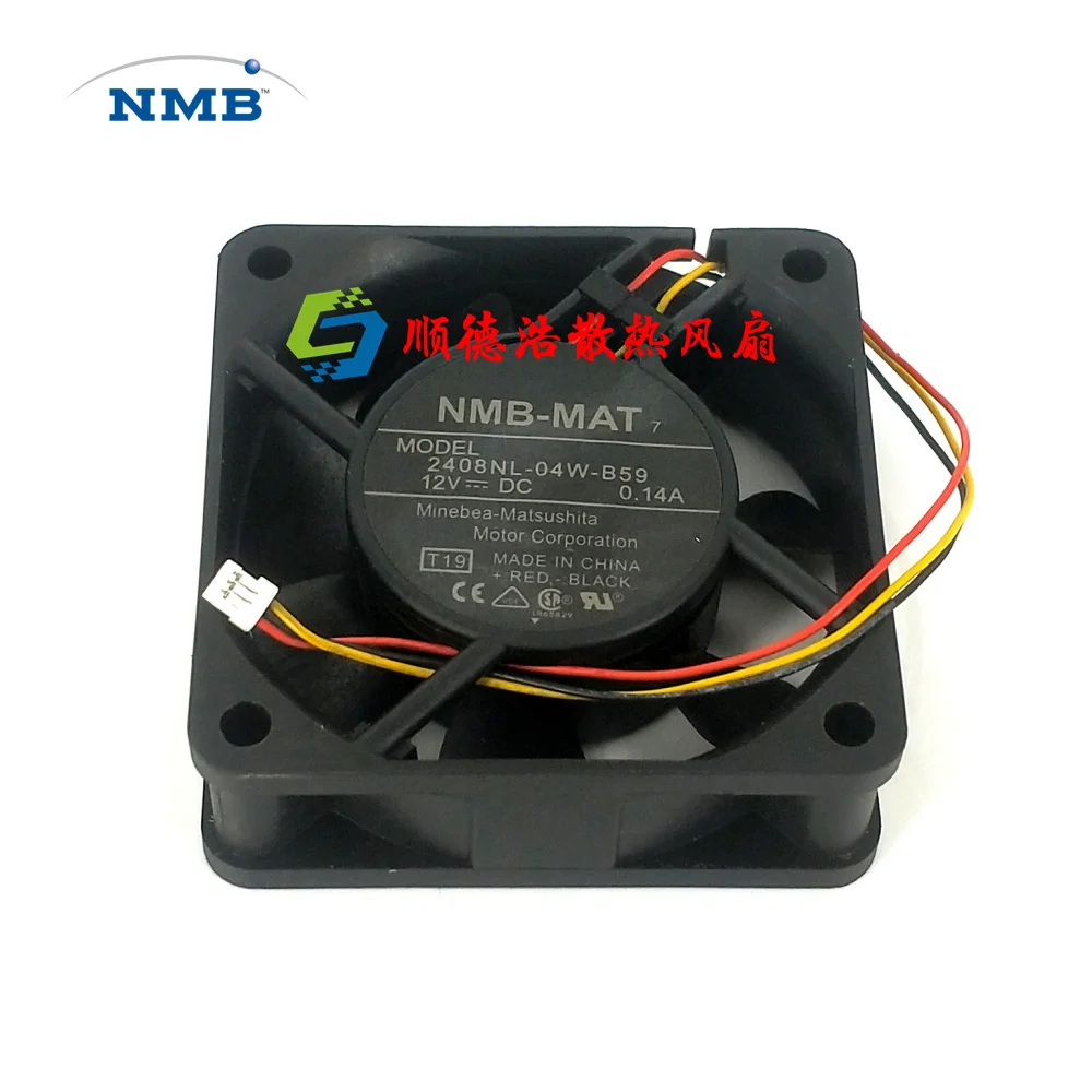 NMB 2408NL-04W-B59 T19 DC 12V 0.14A 60x60x20mm 3-Wire Server Cooling Fan