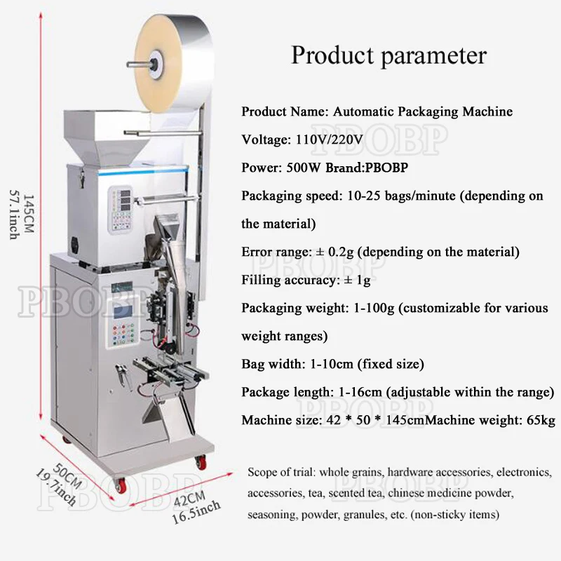 Multi-material Electric Plastic Sachet Cartons Packing Machine for Food Tea Leaf Spice Powder Granule Small Wrapping Sealing