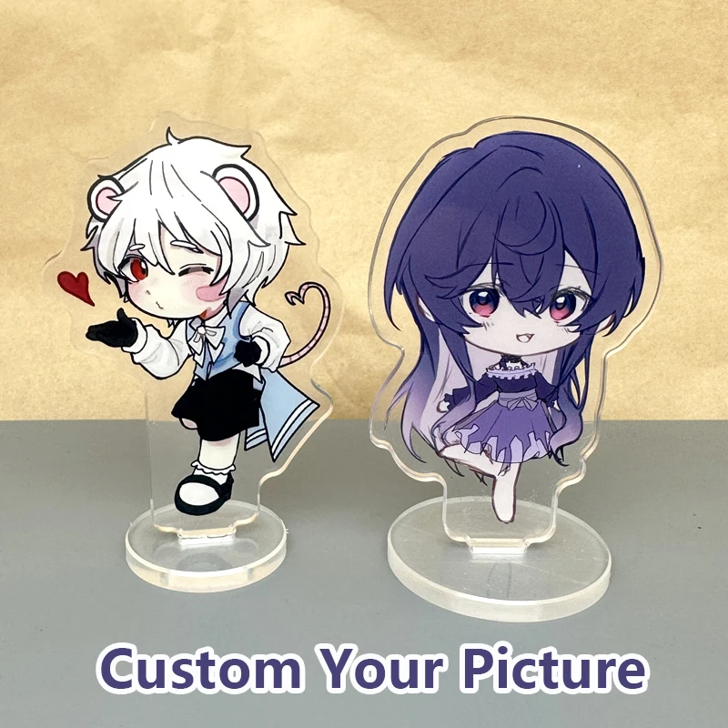 Personalized Standee Custom Anime Figure Clear Acrylic Model Plate Desk Decor Photo Standing Sign Keychain Stand For Fans Gifts