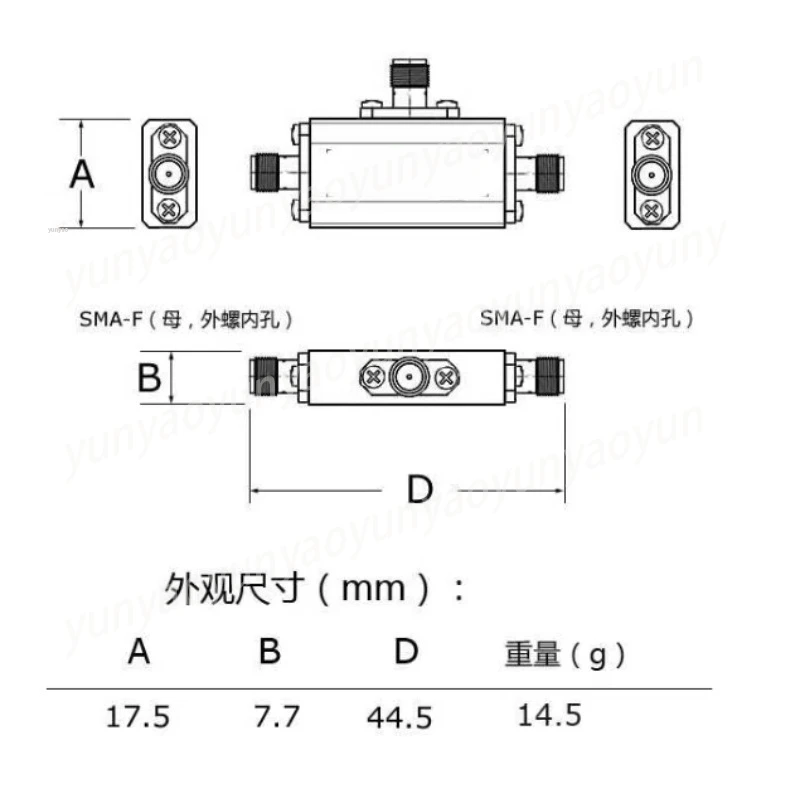 50 Ohm Wideband RF Distribution Combiner with Connector, Resistive Two-way Power Divider