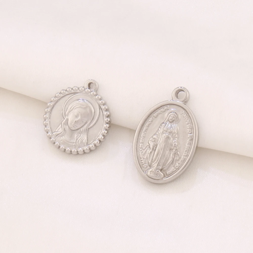 3pcs Stainless Steel 18K Gold Plated Virgin Mary Madonna Goddess Charms Pendant For DIY Jewelry Making Accessories