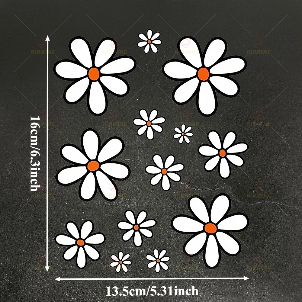 Daisy Flower Vinyl Sticker, Waterproof Universal Decal for Motorcycle Helmet, Fuel Tank, Fairing, Fender, Car Window & Bicycle
