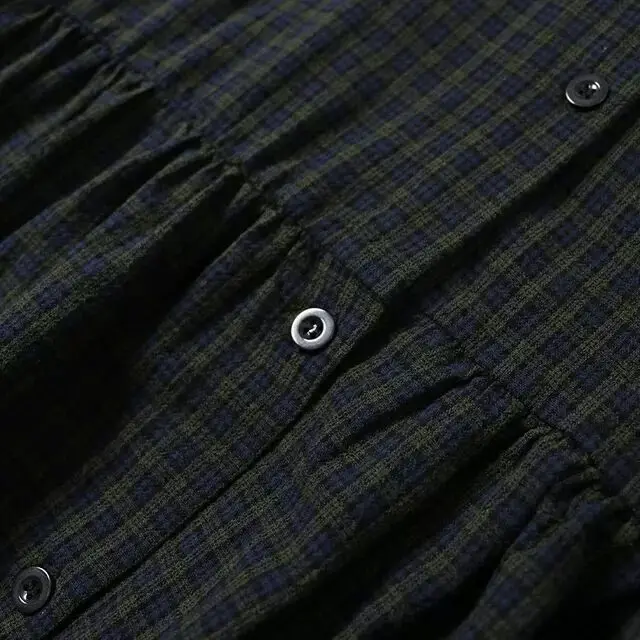 Autumnal Plaid Long Sve Dr Buttoned Sweet Japanese Sle Earlet Collar Open Cardigan Long Dr Forest System Women's F...