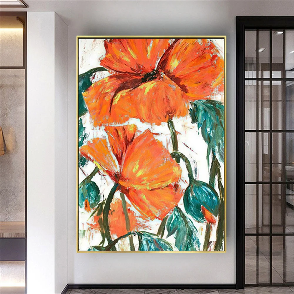 

Hand-Painted Colorful Flowers Oil Painting On Canvas Wall Art Modern Abstract Handmade Mural Artwork Home Decoration Pictures