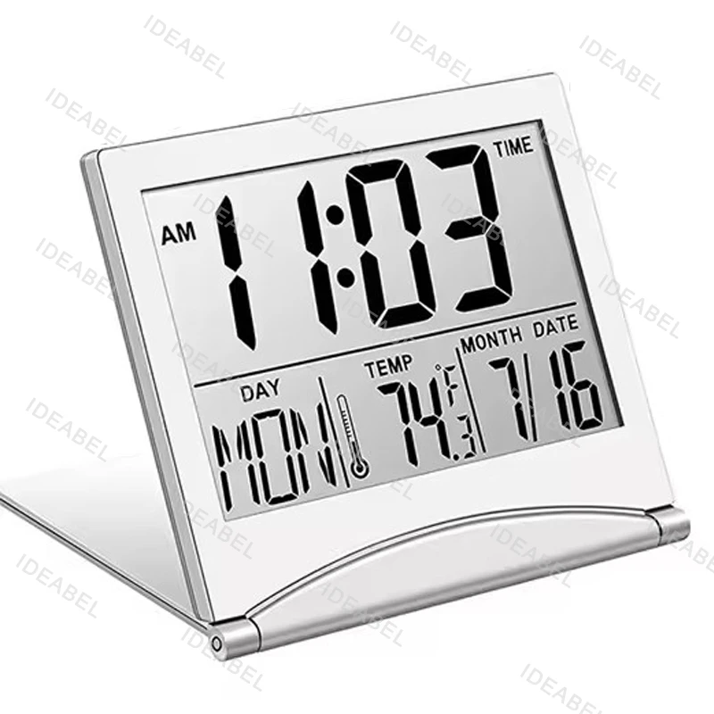 Foldable Desktop LCD Electronic Clock Multi-function Date Temperature Alarm Clock Simple and Convenient Thin Travel Clock