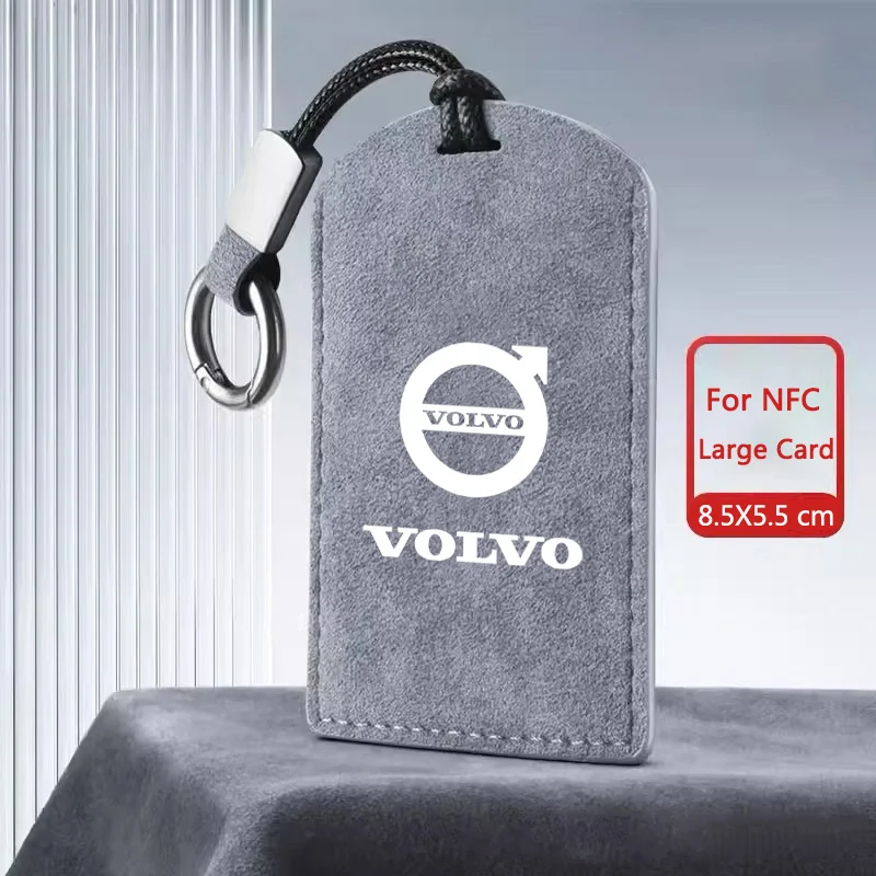 Zamszowo-skórzane etui na klucze samochodowe Smart NFC Pełna osłona Uchwyt na klucze Volvo EM90 EX30 2024 Polestar Brelok do kluczy Akcesorium
