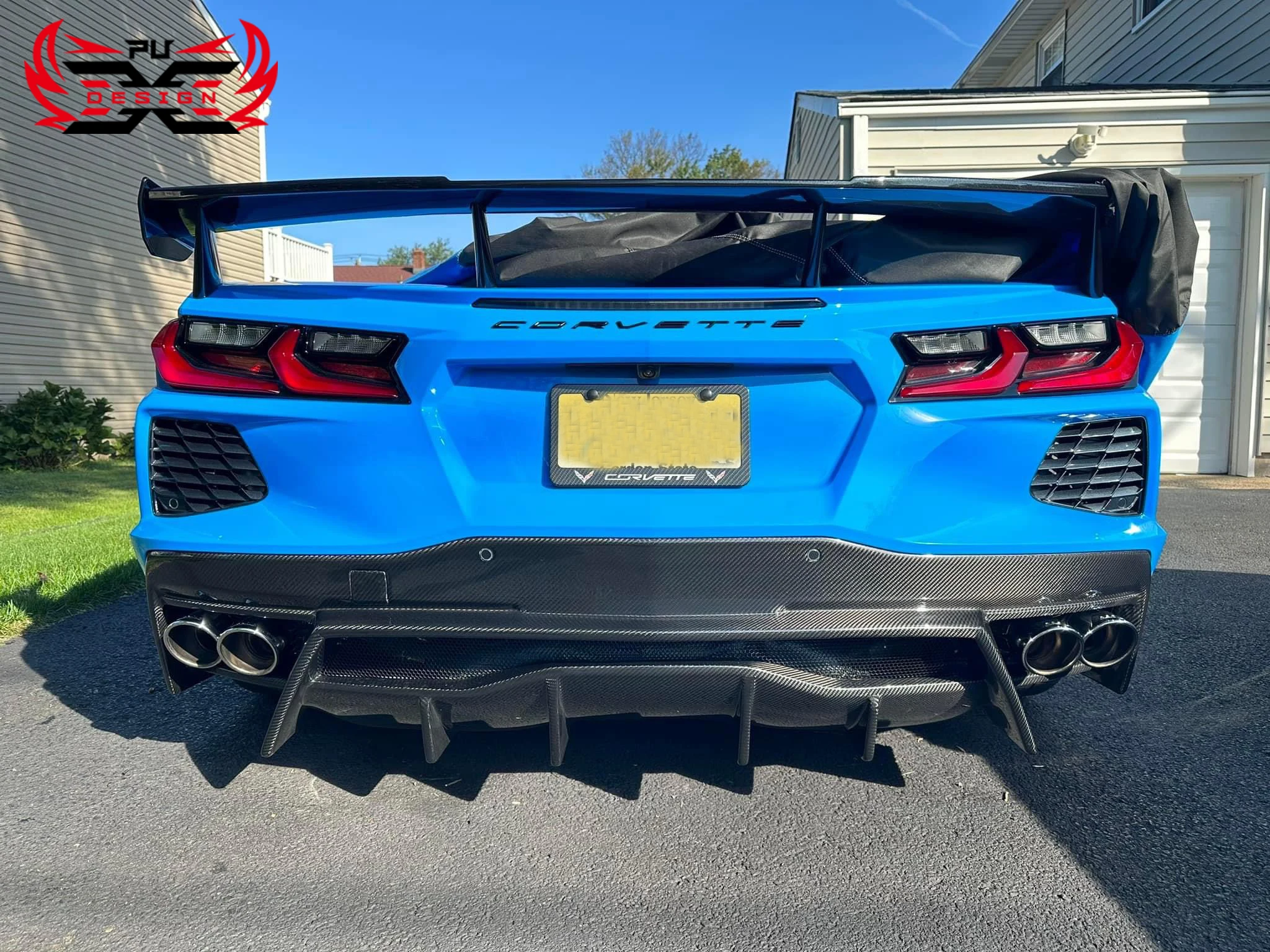 Wholesale Dry Carbon Fiber  For Chevrolet Corvette C8 2019 APR Style Rear Diffuser Rear Bumper Body Kit