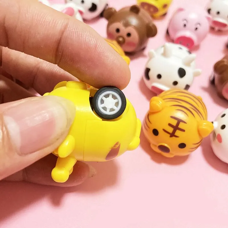 12Pcs Cute Cartoon Animal Pull-Back Inertia Car Kids Toy Kindergarten Activities Gifts For Children