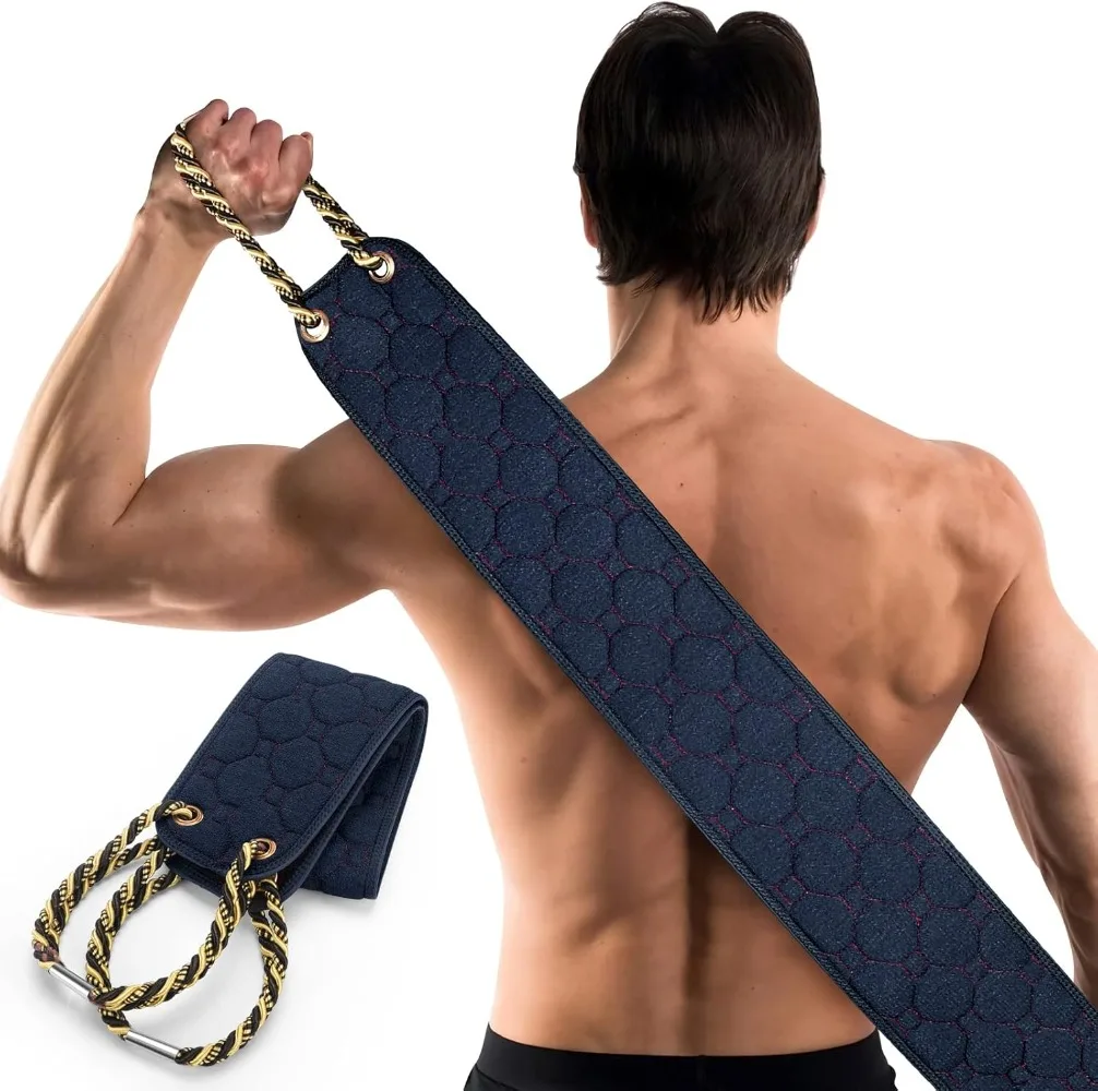 

Exfoliating back scrub with handle, 38.5" double-sided back exfoliating body scrub towel, with exfoliating bath tool