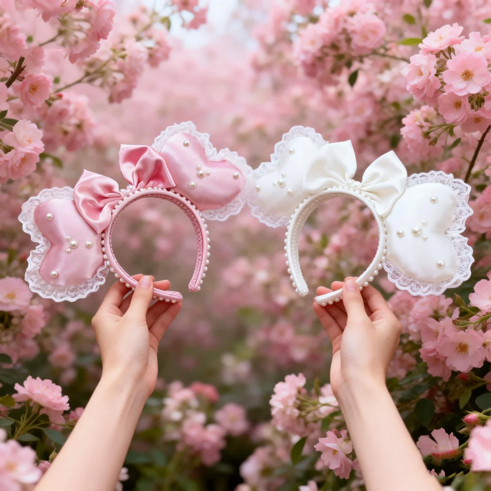 

Mickey Mouse Heart Ear Headands Women Adult Cosplay Valentine's Day Hairband For Girls Park Travel Photography Hair Accessory