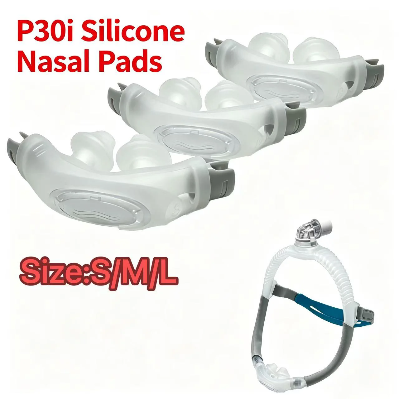 Replacement Nasal Pillows Silicone Cushion S/M/L Size Compatible with P30i Double Layer Seal Soft Comfort CPAP Mask Accessory Fo