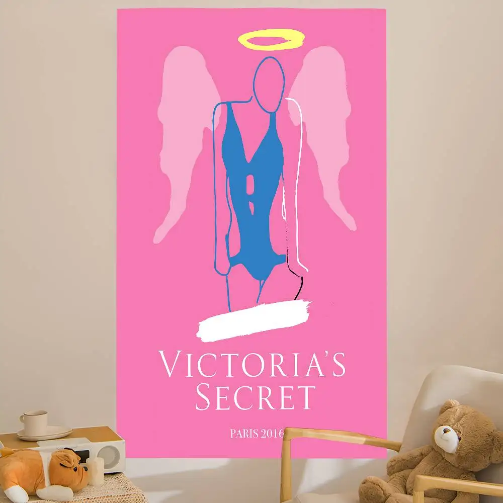 V-Victoria-logo-S-Secret Cartoon Tapestry Bohemian Wall Tapestries Mandala Home Decor