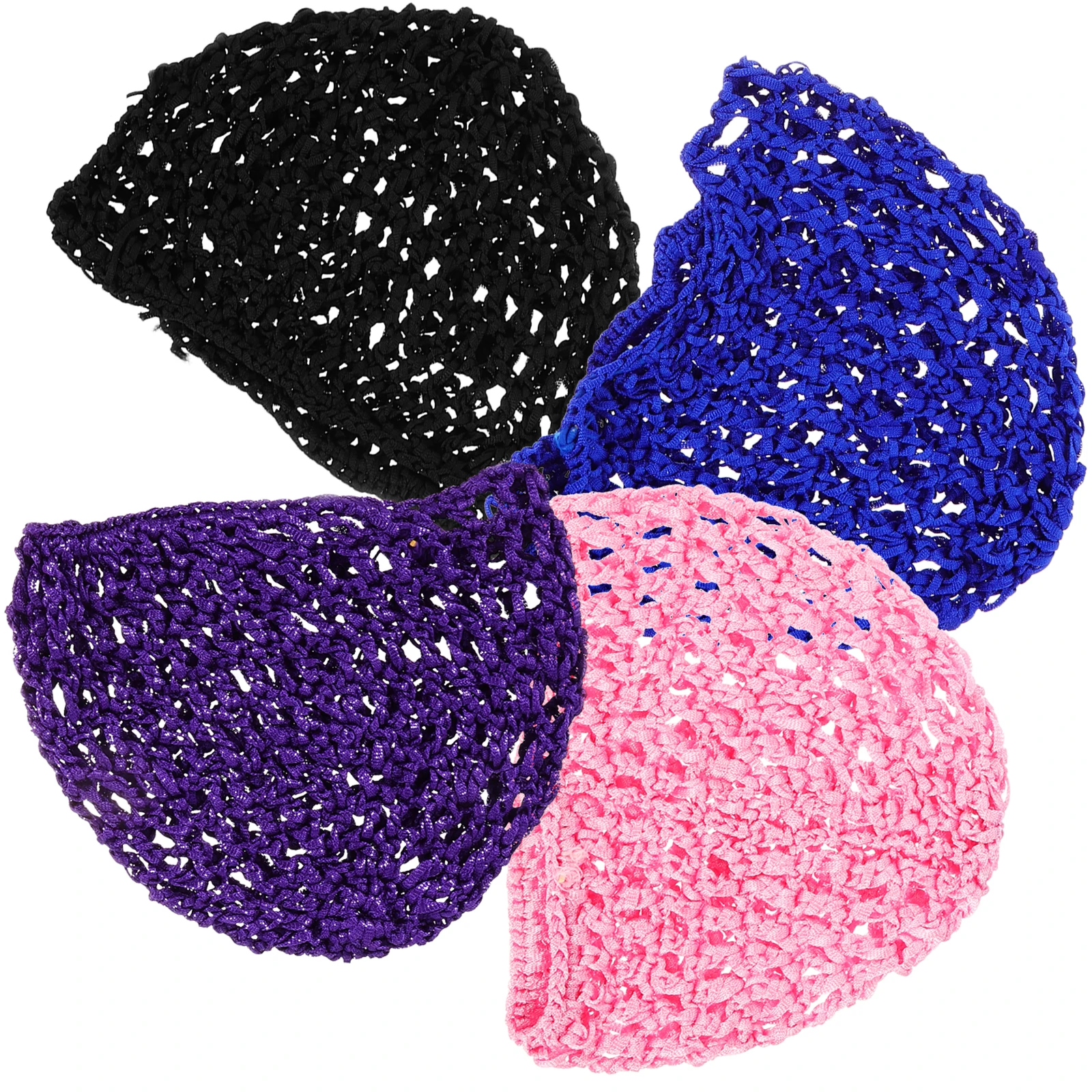 

4 Pcs Crochet Sleep Hats for Women Bright Color Design Durable Material Lady Mesh Caps Hair Net Gifts Family Friends