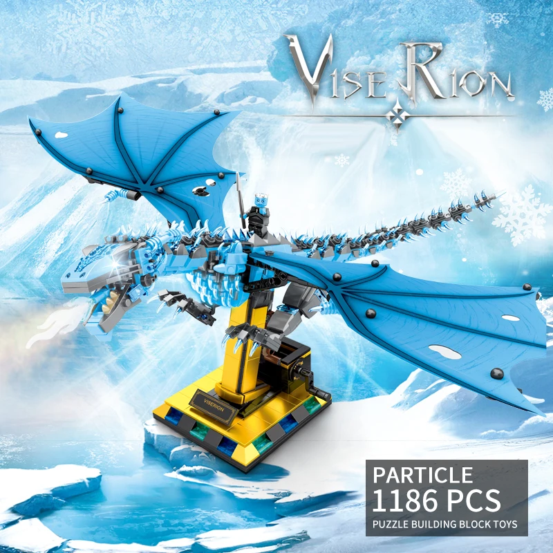 

1186PCS Smaug Dragon Construction Building Blocks With Display Stand DIY Collection Gift Model Toys Children's Christmas Gifts