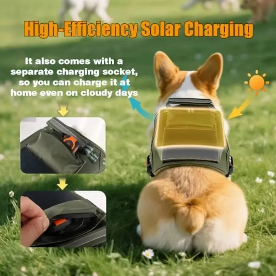 FurStarSolar-Powered GPS Tracker Vest For Dogs Cats Waterproof Lightwght Real-Time Pet Locator No Subscription Track History IOS