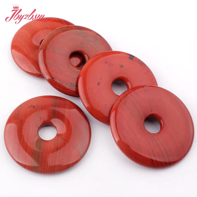 30,40,50mm Donut Red Jaspers Natural Stone for DIY Accessories Bracelet Necklace Pendant Charms Jewelry Making Components 1 Pcs