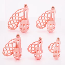 New Pink Ball Chastity Cage Set Male 3D Printing Lightweight Shell Cock Cage Penis Ring Lock Chastity Belt BDSM Sex Toys For Men