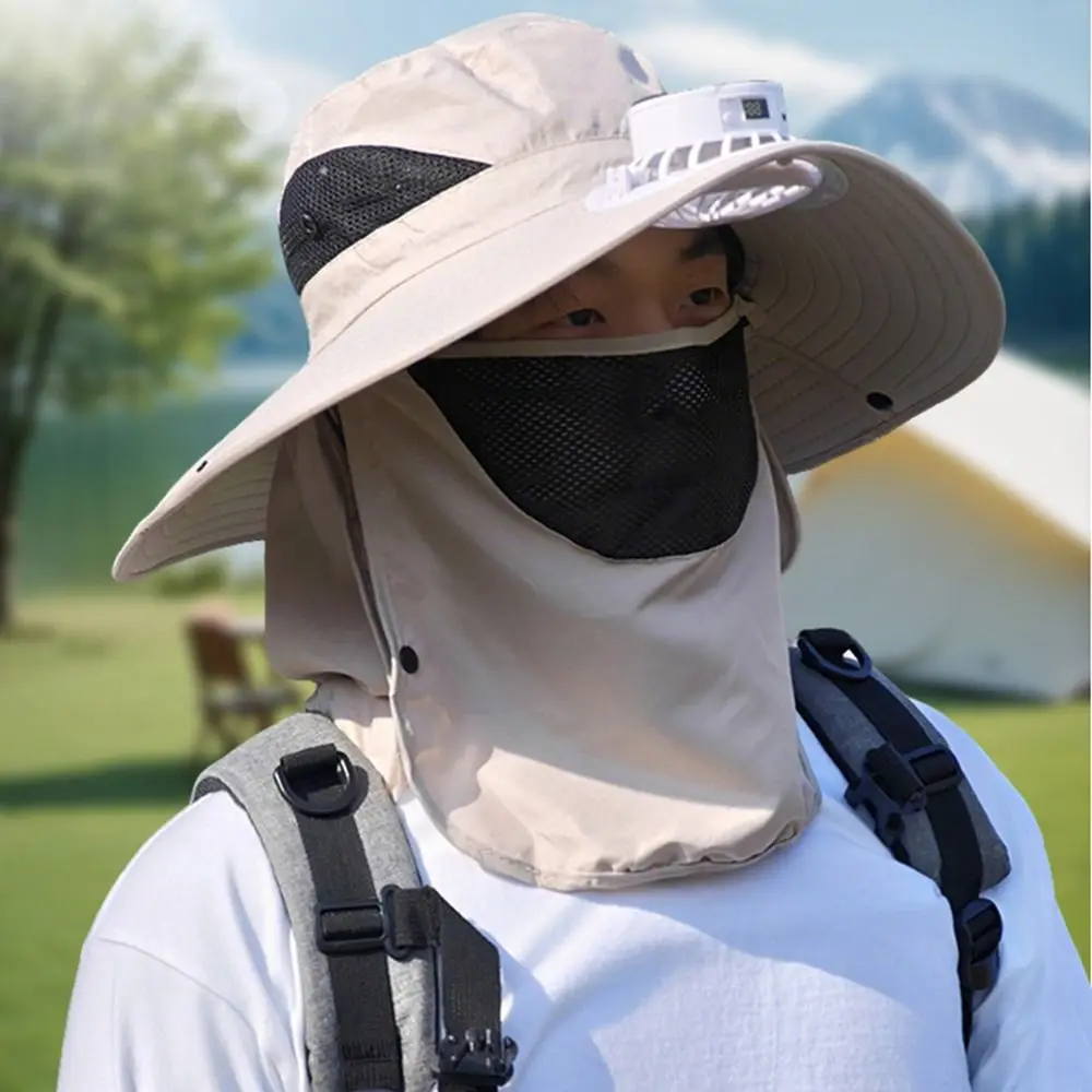 

Шляпа от солнца с цифровым дисплеем и солнечным вентилятором, защита шеи, дышащая сетчатая крышка для лица, шляпа-ведро, зарядка от солнечной батареи/USB