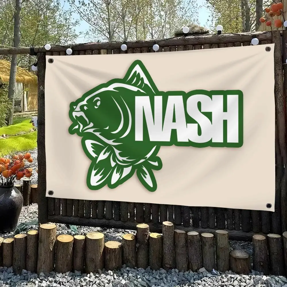 N-Nash Fishing Logo Flags Custom Wall Hanging Background Art Banner For Bedroom Home Living Room Outdoor Decor