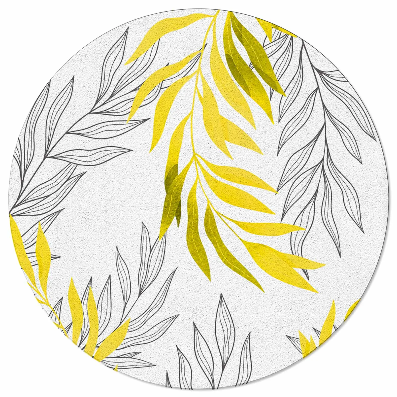 Willow Leaf Line Yellow Round Area Rug Carpets For Living Room Large Mat Home Bedroom Kid Room Decoration