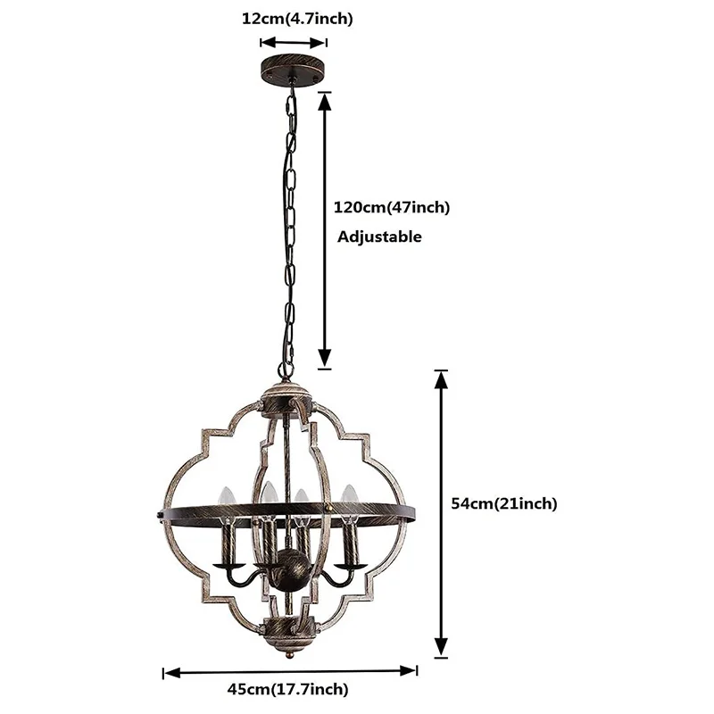 Ganeed Vintage Hanging Chandelier Rustic Luster Farmhouse Metal Chandelier Lighting Distressed Wood Hanging Lamps For Ceiling