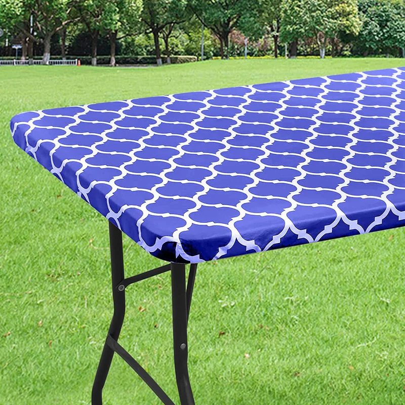 

4/6FT Camping Rectangle Table Cloth pvc Waterproof Elastic Table Covers Indoor Outdoor Camping Party Picnic Wipeable Tablecloth