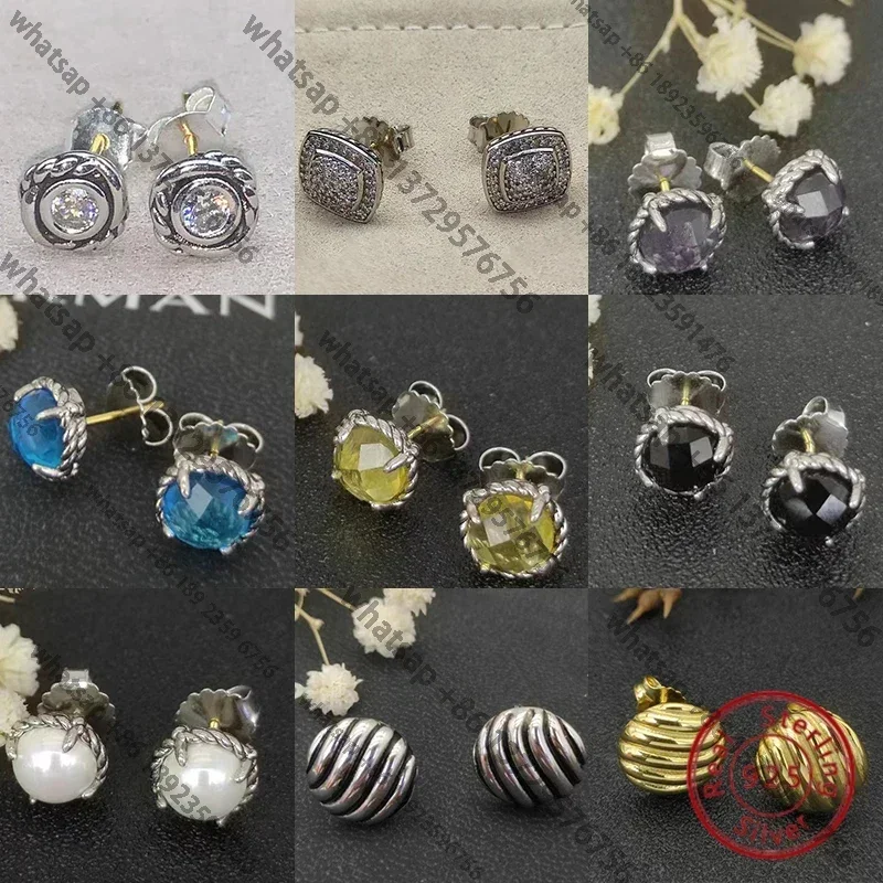 

2024 New Style S925 Silver DY Earrings with Gemstone, Perfect Party Favors for Men and Women