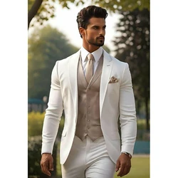 Fashion Handsome Suit Single-breasted Peak Lapel 3 Pieces(Jacket+Pants+Vest) Male Formal Wedding Party Set